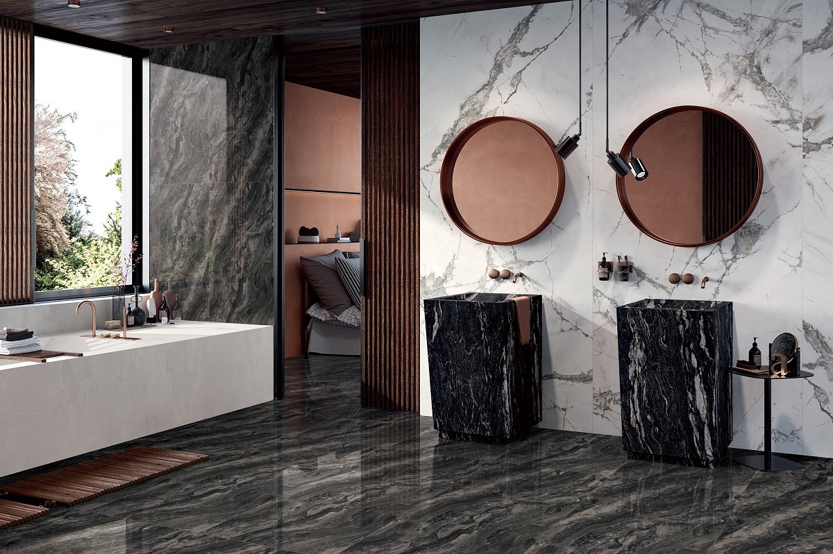 နက်မှောင်သောအရောင် slab glazed porelain ကြွေပြား